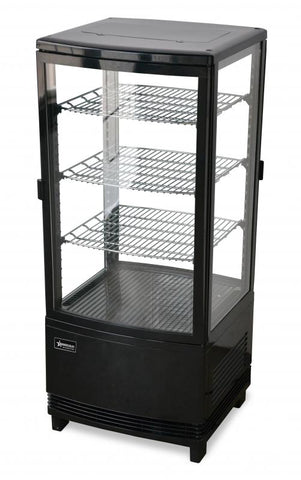Omcan 25827 - 17″ Three (3) Shelf Countertop Pass-Through Refrigerated Display Case, 3.0 cu.ft. (86 L), Black