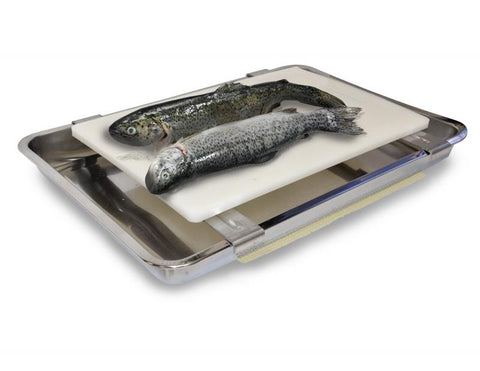 Omcan 28355 - 15.4″ x 10.2″ Carving / Filet Cutting Board with Stainless Steel Drip Pan