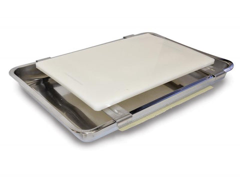 Omcan 28355 - 15.4″ x 10.2″ Carving / Filet Cutting Board with Stainless Steel Drip Pan