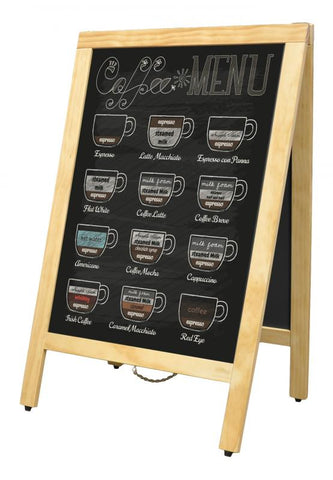 Omcan 31398 - A-Frame Sidewalk Menu Chalkboard with Natural Color Frame