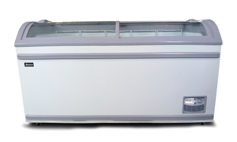 Omcan 31457 - 58″ Two (2) Door Ice Cream Display Chest Freezer with Curve Glass Top, 17.7 cu.ft. (501 L)