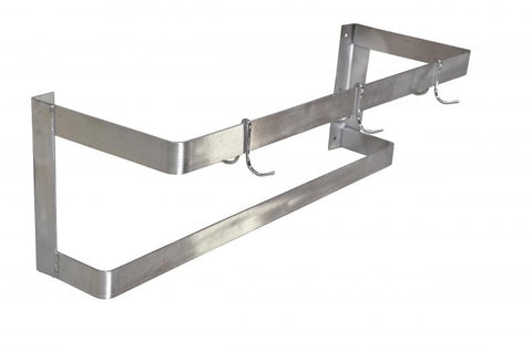 Omcan 31856 - 60" Wall-Mounted Pot Rack with 5 pc. Plated Pot Hooks