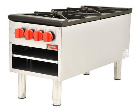 Omcan 37529 - Dual Burner Stock Pot Range 200,000 BTU – Natural Gas with LP Conversion Kit