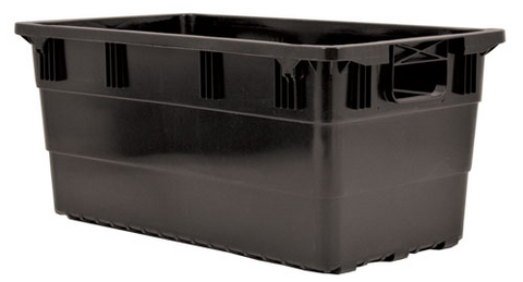 Omcan 39052 - 28″ x 15″ x 12 1/2″ Black Polyethylene Bus Box with Open Handles