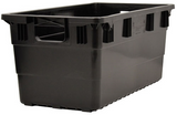 Omcan 39052 - 28″ x 15″ x 12 1/2″ Black Polyethylene Bus Box with Open Handles