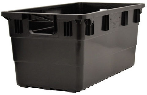 Omcan 39052 - 28″ x 15″ x 12 1/2″ Black Polyethylene Bus Box with Open Handles