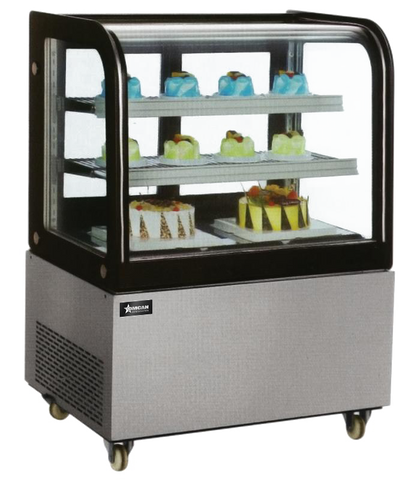 Omcan 39539 - 36″ Two (2) Shelf Curved Edge Refrigerated Floor Display Case, 9.5 cu.ft. (270 L)