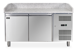 Omcan 39592 - 59" Two (2) Doors Granite Top Refrigerated Pizza Prep Table, 13.8 cu.ft. (390 L), Stainless Steel