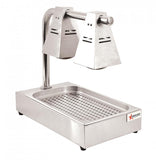 Omcan 39601 - Commercial Fry Dump Holding Station Portable Electric Food Warmer 2 Infrared Bulbs Freestanding with Tray – 550W, 110V