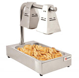 Omcan 39601 - Commercial Fry Dump Holding Station Portable Electric Food Warmer 2 Infrared Bulbs Freestanding with Tray – 550W, 110V