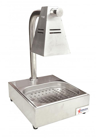 Omcan 39602 - Commercial Fry Dump Holding Station Portable Electric Food Warmer One Infrared Bulb Freestanding with Tray – 275W, 110V