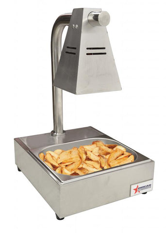 Omcan 39602 - Commercial Fry Dump Holding Station Portable Electric Food Warmer One Infrared Bulb Freestanding with Tray – 275W, 110V