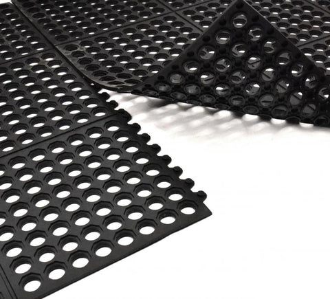 Omcan 39767 - Black Anti-Fatigue Mat with Interlocking Edges