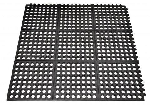 Omcan 39767 - Black Anti-Fatigue Mat with Interlocking Edges