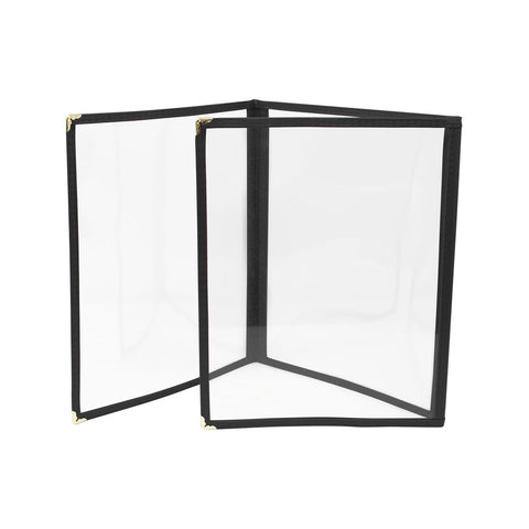 Omcan 39798 - 9 1/2″ x 11 3/4″ Black Triple-Fold Menu Holder