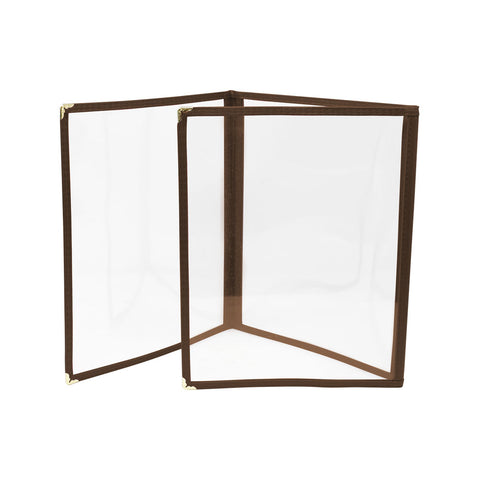 Omcan 39801 - 9 1/2″ x 11 3/4″ Brown Triple-Fold Menu Holder