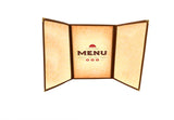 Omcan 39801 - 9 1/2″ x 11 3/4″ Brown Triple-Fold Menu Holder