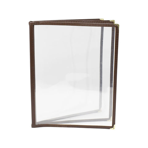 Omcan 39805 - 9 1/2″ x 11 3/4″ Brown Three-Page Menu Holder
