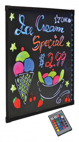 Omcan 39859 - Refined Tempered Glass LED Write-On Flash Board with Remote Control