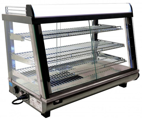 Omcan 39999 - 35" Display Warmer, 3 Shelves, Sliding Doors, Self/Full-Service, 4.8 cu.ft. (136 L) Capacity