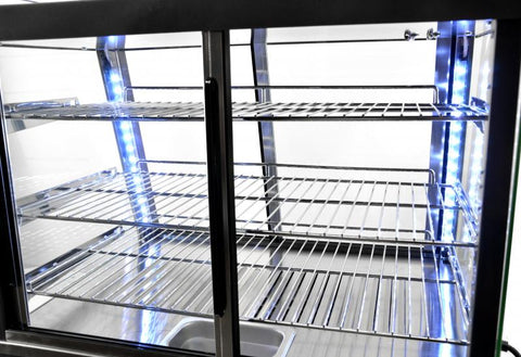 Omcan 40003 - 26" Display Warmer, 3 Shelves, Sliding Front and Back Doors, Self/Full-Service, 3.3 cu.ft. (96 L) Capacity