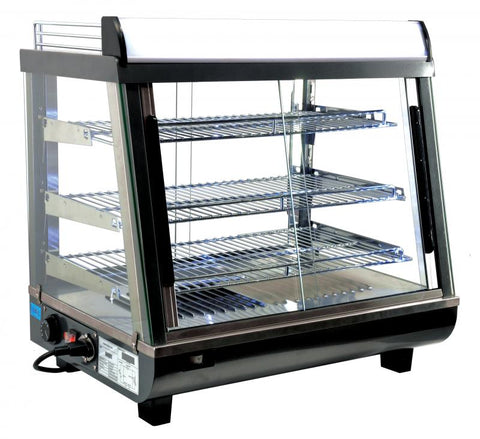 Omcan 40003 - 26" Display Warmer, 3 Shelves, Sliding Front and Back Doors, Self/Full-Service, 3.3 cu.ft. (96 L) Capacity
