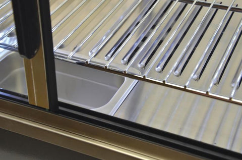 Omcan 40003 - 26" Display Warmer, 3 Shelves, Sliding Front and Back Doors, Self/Full-Service, 3.3 cu.ft. (96 L) Capacity