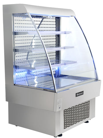 Omcan 40004 - 39″ Three (3) Shelf Grab-and-Go Open Refrigerated Floor Display Showcase, 13.42 cu.ft (380 L), Stainless Steel