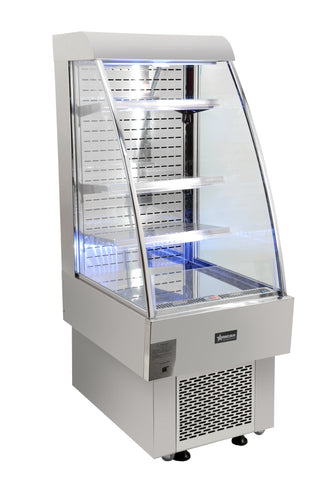 Omcan 40438 - 24″ Three (3) Shelf Grab-and-Go Open Refrigerated Floor Display Showcase, 8.12 cu.ft. (243 lbs), Silver