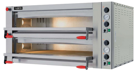 Omcan 40641 - Trento Fuoco Series 57″ Double Chamber Pizza Oven with 41.3″ Chamber, Mechanical Display – 18 kW, 220 V, 3 Ph