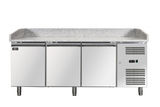 Omcan 41145 - 80" Three (3) Doors Granite Top Refrigerated Pizza Prep Table, 20.5 cu.ft. (580 L), Stainless Steel