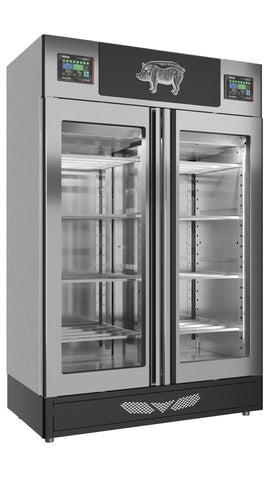 Omcan 41262 - StagionelloEvo® 100 kg + 100 kg Twin Curing Cabinet with ClimaTouch® and Fumotic®