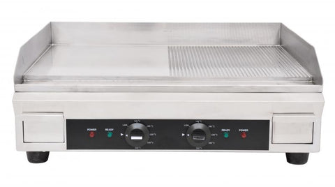 Omcan 41373 - Stainless Steel Griddle with Half-Smooth and Half-Ribbed Surface and 23.87″x 16″ Cooking Area