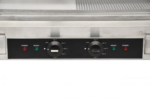 Omcan 41373 - Stainless Steel Griddle with Half-Smooth and Half-Ribbed Surface and 23.87″x 16″ Cooking Area