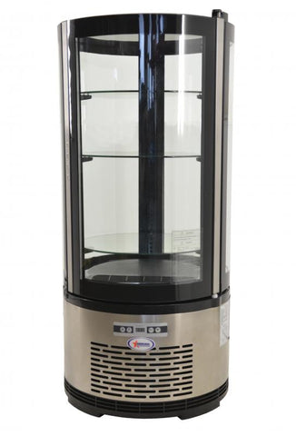 Omcan 41466 - 19″ Three (3) Shelf Circular Countertop Refrigerated Showcase, 3.53 cu.ft. (100 L), Stainless Steel