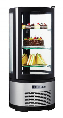 Omcan 41466 - 19″ Three (3) Shelf Circular Countertop Refrigerated Showcase, 3.53 cu.ft. (100 L), Stainless Steel
