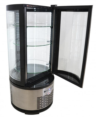 Omcan 41466 - 19″ Three (3) Shelf Circular Countertop Refrigerated Showcase, 3.53 cu.ft. (100 L), Stainless Steel