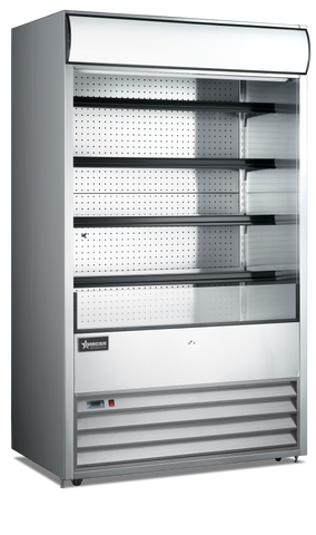 Omcan 41469 - 48″ Four (4) Shelf Grab-and-Go Open Refrigerated Floor Self-Serve Display Case, 24.7 cu.ft. (700 L), Stainless Steel