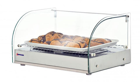 Omcan 41868 - 22" Countertop Display Warmer, Single-Shelf, Front Curved Glass and 1 Rear Hinged Door, Full-Service