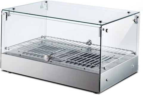 Omcan 41869 - 22" Countertop Display Warmer, Single-Shelf, Square Glass Front, Self/Full-Service, 1.2 cu.ft. (35 L) Capacity