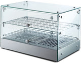 Omcan 41871 - 22" Countertop Display Warmer, 2 Shelves, Square Glass Front, Self/Full-Service, 1.7 cu.ft. (50 L) capacity