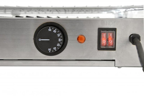 Omcan 41872 - 28" Countertop Display Warmer, 2 Shelves, Square Glass Front, Self/Full-Service, 2.82 cu.ft. (80 L) Capacity