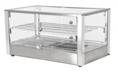 Omcan 41872 - 28" Countertop Display Warmer, 2 Shelves, Square Glass Front, Self/Full-Service, 2.82 cu.ft. (80 L) Capacity