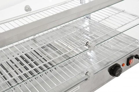 Omcan 41872 - 28" Countertop Display Warmer, 2 Shelves, Square Glass Front, Self/Full-Service, 2.82 cu.ft. (80 L) Capacity