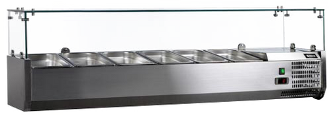 Omcan 41937 - 59" Refrigerated Topping Rail with Glass Guard