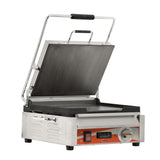 Omcan 42911 - Single Panini Grill with Smooth Plates and Timer – 12″ x 15″ Cooking Surface – 120V, 1800W