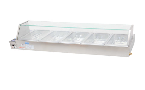 Omcan 43055 - 57" Bain Marie with 5 Half-size Pans - 1.8 kW, 110 V/60 Hz/1 Ph