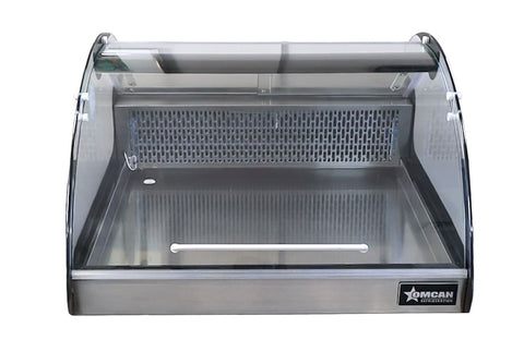 Omcan 43074 - 27″ Curved Glass Countertop Refrigerated Display, 4.2 cu.ft. (118L), Stainless Steel