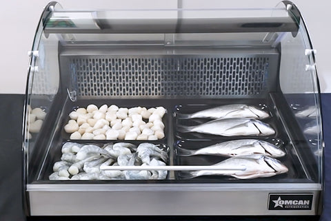 Omcan 43074 - 27″ Curved Glass Countertop Refrigerated Display, 4.2 cu.ft. (118L), Stainless Steel