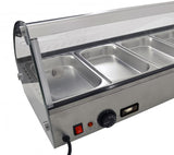 Omcan 43119 - 44" Countertop Display Warmer, 6 Pans, Curved Glass, Full-Service